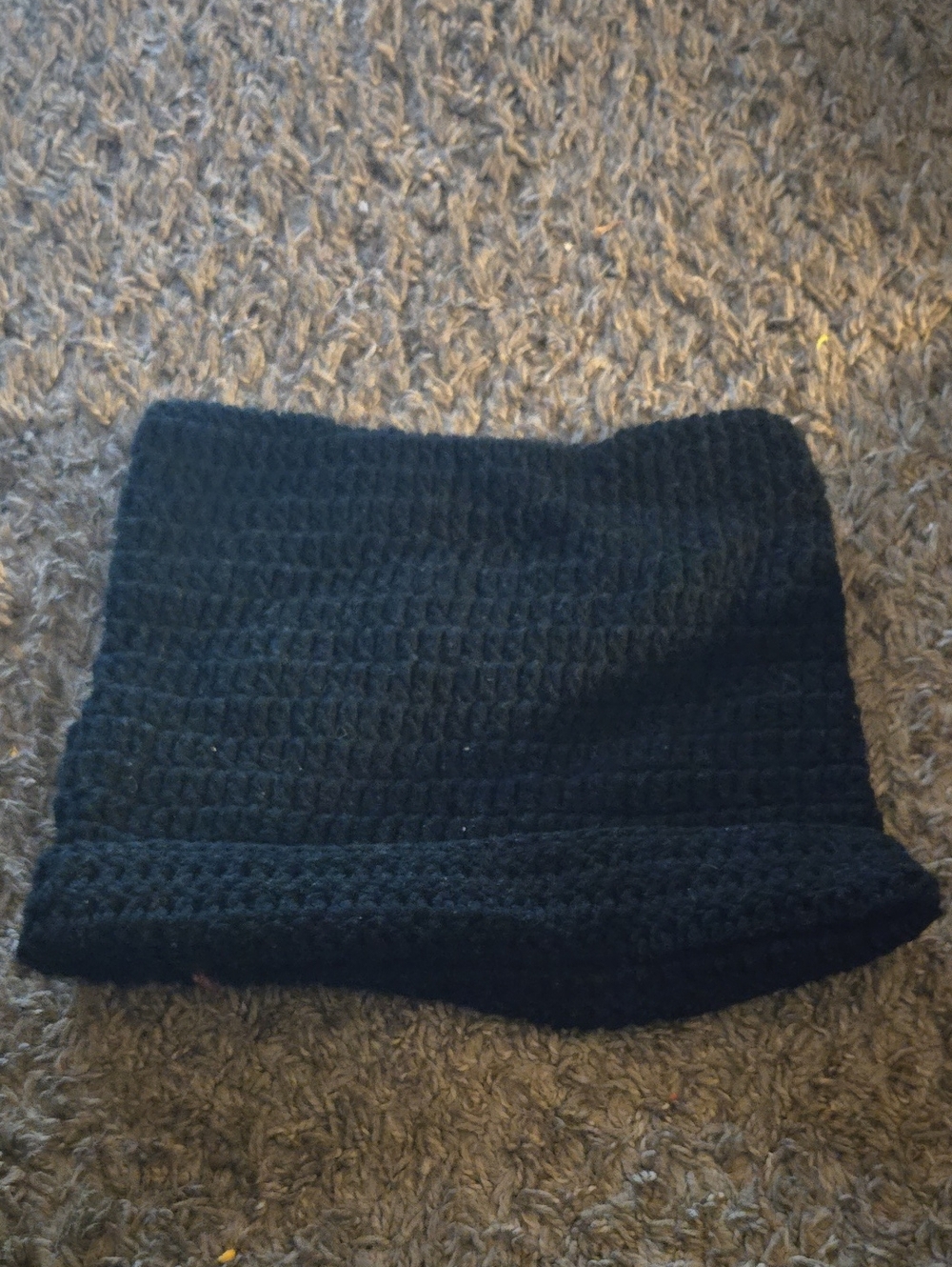 Black Crocheted Beanie Hat